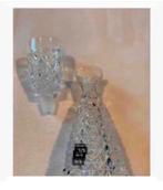 Brocante glazen likeur fles, met glas, Bohemia Crystal 20 cm, Ophalen of Verzenden