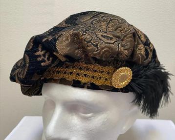 Zwarte renaissance heren baret middeleeuwse victoriaanse pet beschikbaar voor biedingen
