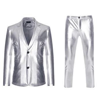 Heren zilveren kostuum pak blazer zilver colbert broek feest beschikbaar voor biedingen