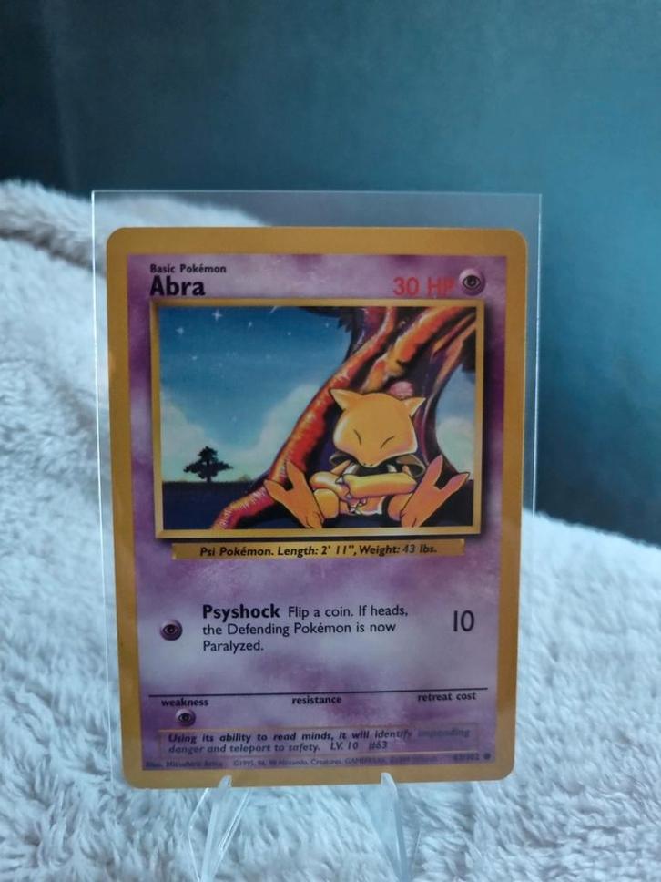 Abra Base Set Unlimited Pokémonkaart - Zeldzaam!, Hobby en Vrije tijd, Verzamelkaartspellen | Pokémon, Zo goed als nieuw, Losse kaart