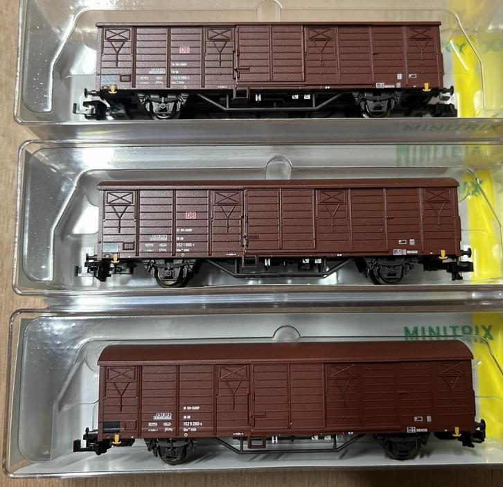 Minitrix goederenwagenset Gbs 258 DB AG, Hobby en Vrije tijd, Modeltreinen | N-Spoor, Zo goed als nieuw, Wagon, Gelijkstroom, Trix