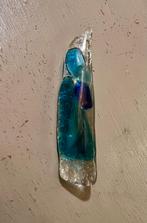 Vintage grote abstracte glas design broche pinguïn blauw, 10 cm of meer, Overige materialen, Blauw, Ophalen of Verzenden