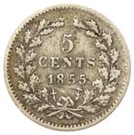 Willem 3 - mooie zeldzame 5 Cents 1855 zilver zf (5971, Koning Willem III, Zilver, Ophalen of Verzenden, Losse munt