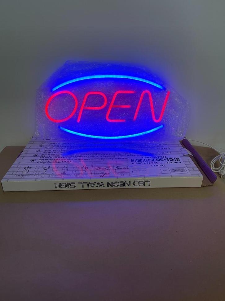LED – Open lichtbord rood/blauw – 45x22 cm, Huis en Inrichting, Keuken | Keukenbenodigdheden, Nieuw, Ophalen of Verzenden