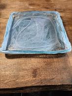 Zware vierkanten Fidrio Holland schaal. Blauw glas., Huis en Inrichting, Ophalen, Zo goed als nieuw, Rond, Glas