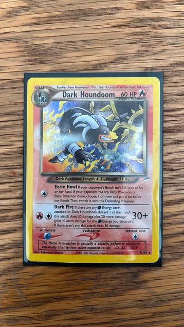Zeldzame vintage Pokemonkaart Dark Houndoom beschikbaar voor biedingen