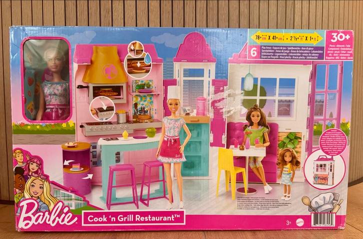 Barbie Cook 'n Grill Restaurant meeneembaar (nieuw in doos), Kinderen en Baby's, Speelgoed | Poppenhuizen, Nieuw, Poppenhuis, Ophalen of Verzenden