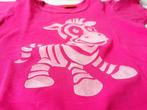 Rainbowbabies roze T-shirt met zebra, maat 98/104, Gebruikt, Meisje, Ophalen of Verzenden, Shirt of Longsleeve