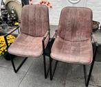 Twee industriële stoelen imitatie suède zwart/donkerbruin, Ophalen, Gebruikt, Twee, Bruin