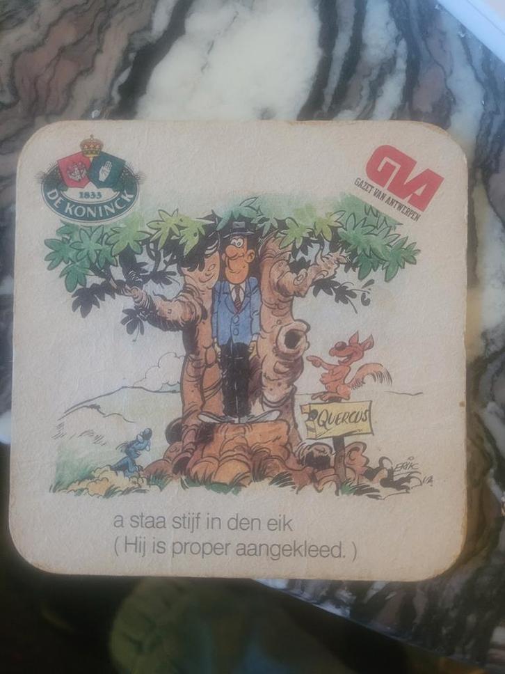 Vintage De Koninck Bier Onderzetter - Gazet van Antwerpen, Antiek en Kunst, Curiosa en Brocante, Ophalen of Verzenden
