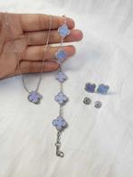 Van Cleef Chalcedoon Klaver Set - Hoge Kwaliteit, Sieraden, Tassen en Uiterlijk, Kettingen, Met hanger, Nieuw, Ophalen of Verzenden