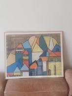 Modern schilderij achter glas " Stad " Bob Stet 1994., Ophalen