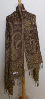 Mooie bruine batik 100% pashima sjaal, Sjaal, Zo goed als nieuw, Maat 46/48 (XL) of groter, Verzenden