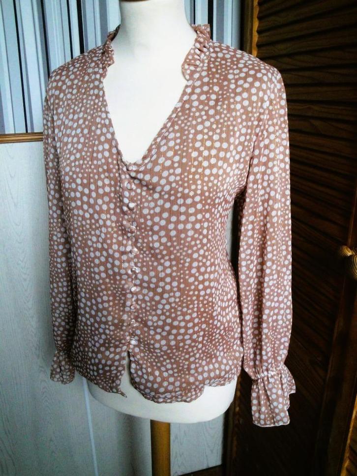 Cognac/beige blouse NEW COLLECTION maat L (z.g.a.n.), Kleding | Dames, Blouses en Tunieken, Zo goed als nieuw, Maat 42/44 (L)