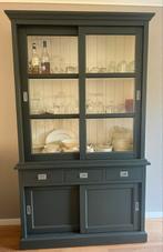 Vitrine kast met glazen schuifdeuren, grijs, Ophalen, 100 tot 150 cm, 200 cm of meer, Zo goed als nieuw