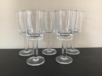 Vintage wijnglazen waterglazen groot * 5 stuks * mondgeblaze beschikbaar voor biedingen