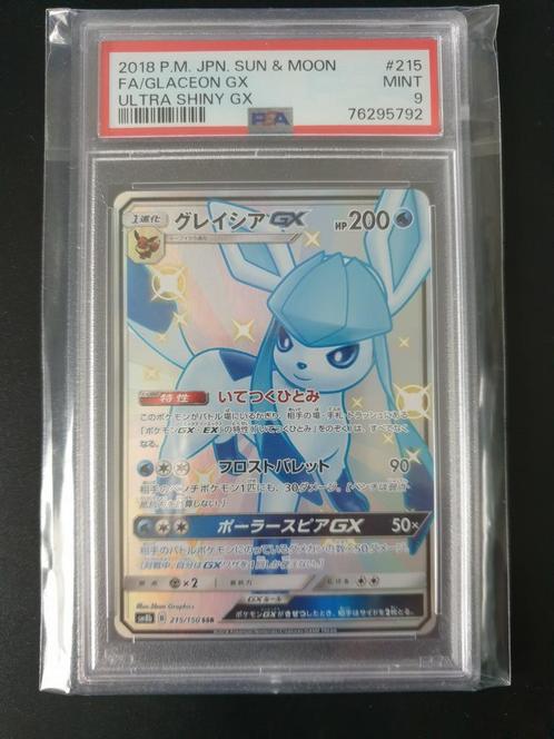 Glaceon GX 215/150 japans PSA 9, Hobby en Vrije tijd, Verzamelkaartspellen | Pokémon, Zo goed als nieuw, Losse kaart, Foil, Ophalen of Verzenden