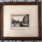 Ets karel Kok, ‘Anthony Sluis met Montelbaanstoren ca 1900, Antiek en Kunst, Kunst | Etsen en Gravures, Ophalen of Verzenden