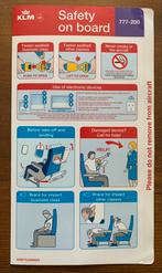KLM 777-200 safety card, Verzamelen, Luchtvaart en Vliegtuigspotten, Ophalen of Verzenden, Nieuw, Kaart, Foto of Prent