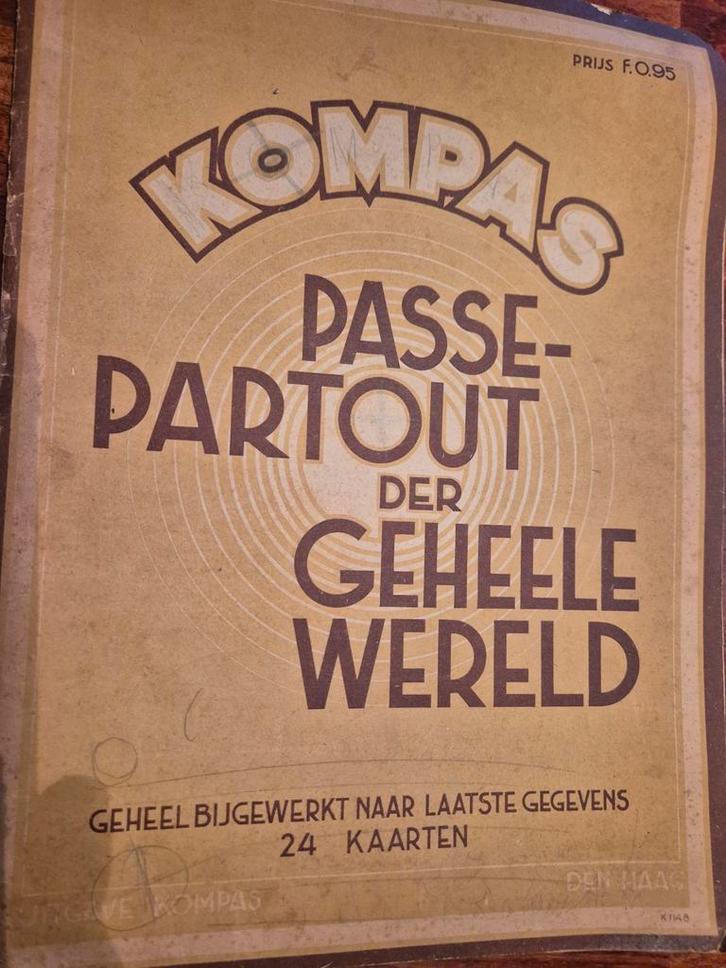 Kompas, Passe-Partout der Geheele Wereld"., Boeken, Atlassen en Landkaarten, Gelezen, Landkaart, Nederland, 1800 tot 2000, Ophalen of Verzenden