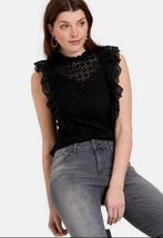Zwarte kanten top met ruffles van eksept, Kleding | Dames, Tops, Ophalen of Verzenden, Zo goed als nieuw, Zwart, Korte mouw