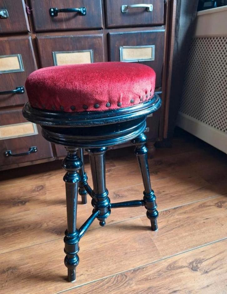 Antieke Verstelbare Pianokruk/Draaibare Kruk, Antiek en Kunst, Curiosa en Brocante, Ophalen of Verzenden