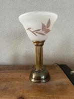 Mooie vintage messing lamp met matglazen kelk, Ophalen of Verzenden