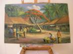 Schilderij Indonesië Desa, Antiek en Kunst, Kunst | Schilderijen | Modern, Ophalen of Verzenden