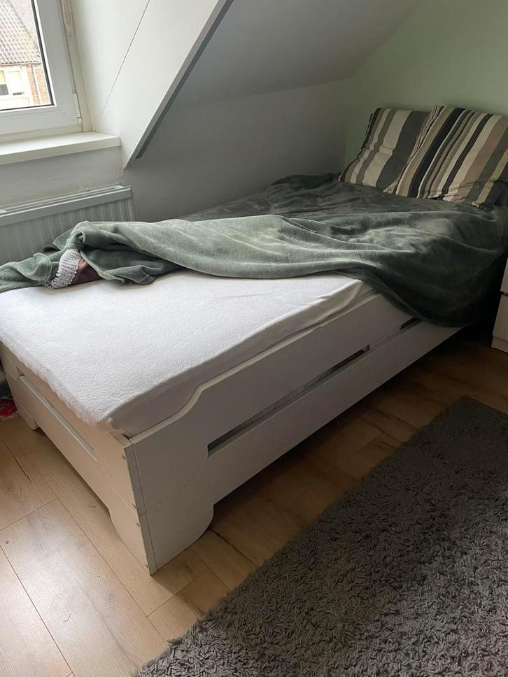 Stapelbare bedden, Huis en Inrichting, Slaapkamer | Bedden, Gebruikt, Eenpersoons, 90 cm, Hout, Wit, Ophalen