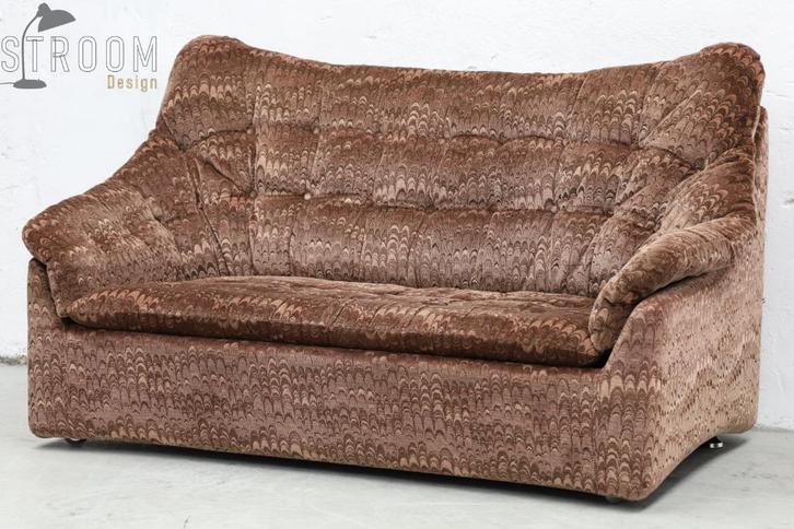 Carl Straub Velours Jaren Sofa Bank Fauteuil Vintage Design, Huis en Inrichting, Banken | Complete zithoeken, Gebruikt, Hout, Stof