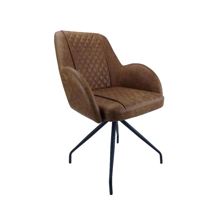 Eetkamer draaistoel 12329, Huis en Inrichting, Stoelen, Nieuw, Vijf, Zes of meer stoelen, Hout, Leer, Metaal, Bruin, Ophalen