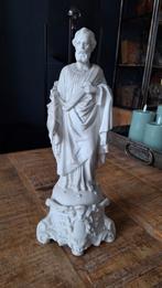 Antieke biscuit beeldje Sint Petrus, zie foto's, Antiek en Kunst, Antiek | Religie, Ophalen of Verzenden