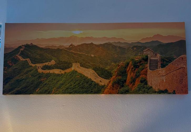 Chinese Muur Poster - Prachtig Landschap, Huis en Inrichting, Woonaccessoires | Schilderijen, Tekeningen en Foto's, Zo goed als nieuw