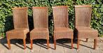 Set van 4 nette, bruine rotan stoelen, Ophalen, Gebruikt, Bruin, Riet of Rotan