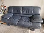 Donkerblauwe leren 2-zitsbank, Ophalen, Gebruikt, 150 tot 200 cm, Tweepersoons