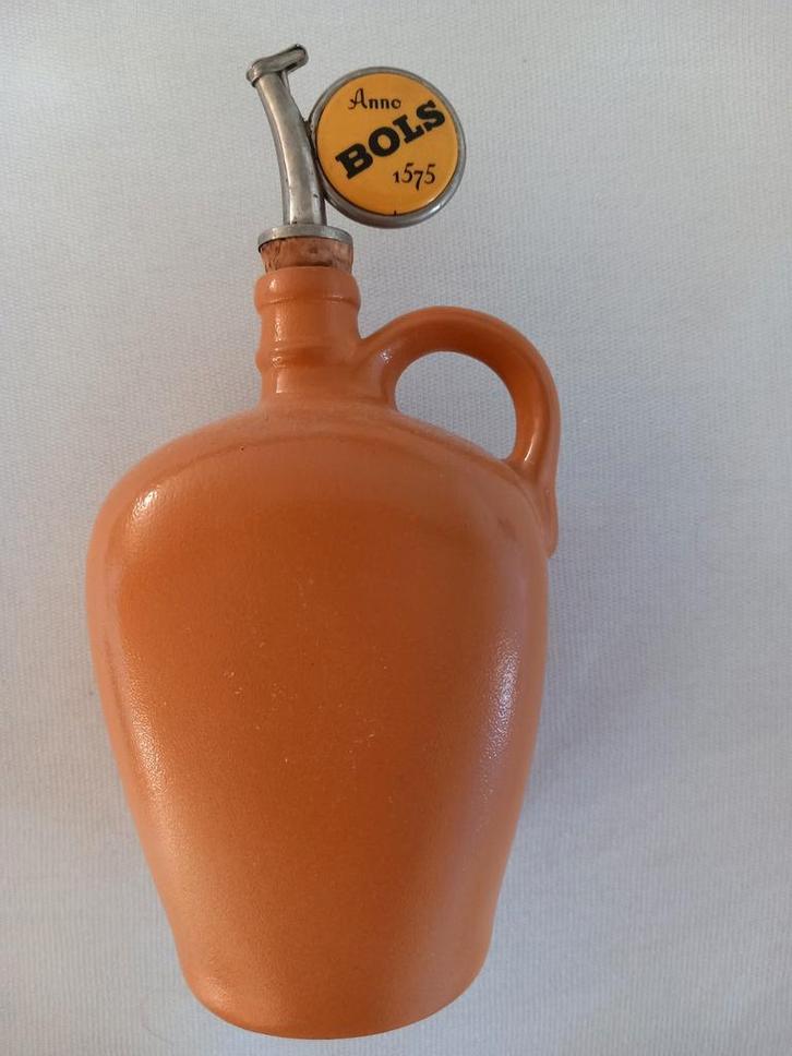 Kruikje met Bols Jenever schenktuit, cognac kruikje drank, Verzamelen, Biermerken, Gebruikt, Pul(len), Overige merken, Ophalen of Verzenden