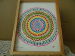 Curiosa mandala aquarel tekening schilderijtje C. Wal 16x21, Ophalen of Verzenden
