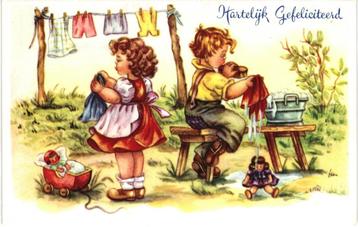 806244 vintage Kinderkaart aan de Was Nette oude kaart beschikbaar voor biedingen