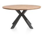 Nieuwe Ronde tafel, 150 cm. massief kikarhout, metalen poot, Nieuw, 100 tot 150 cm, 100 tot 150 cm, Rond