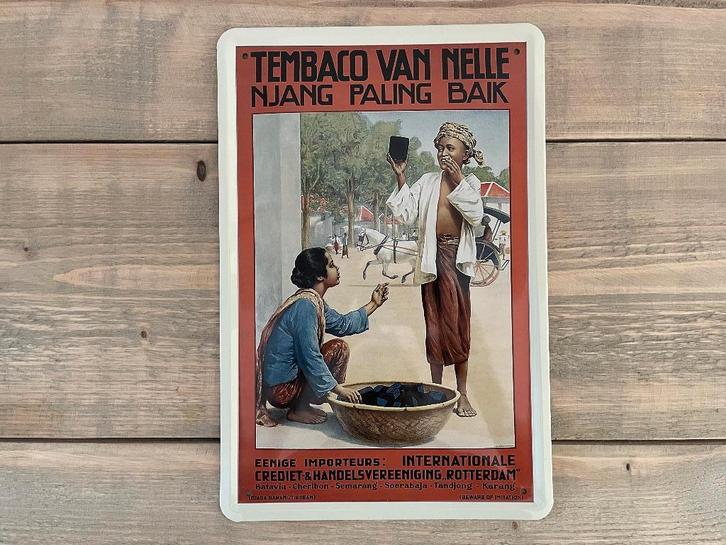 Reclamebord Tembaco Van Nelle – Njang Paling Baik 20x30, Verzamelen, Merken en Reclamevoorwerpen, Zo goed als nieuw, Reclamebord