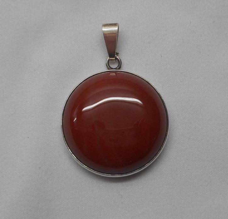 Zilveren vintage hanger met grote steen nr.806, Sieraden, Tassen en Uiterlijk, Kettinghangers, Zo goed als nieuw, Zilver, Zilver