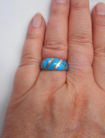 Zilveren vintage ring met turquoise maat 17.25 nr.850 beschikbaar voor biedingen