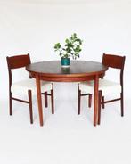 Vintage palissander ronde eettafel uitschuifbaar, Vintage retro midcentury deens design, Gebruikt, Vijf personen of meer, Onbekend