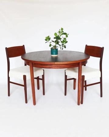 Vintage palissander ronde eettafel uitschuifbaar  beschikbaar voor biedingen