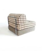 2x vintage (slaap) fauteuil ‘70, Huis en Inrichting, Fauteuils, Gebruikt, Vintage retro buisframe design rotan webbing papercord deens