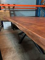 Boomstam eettafel 220 x 100 cm mangohout, Ophalen of Verzenden, Rechthoekig, 200 cm of meer, 100 tot 150 cm
