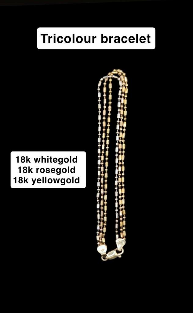 Tricolor 18k Gouden Armband, Ophalen of Verzenden, Nieuw, Goud