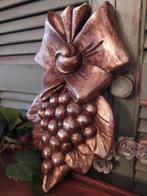 Wand decoratie druif op blad met strik goudkleurig, Ophalen of Verzenden, Zo goed als nieuw