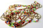 Prachtige lange regenboog ketting 13 x vrede Peace hanger, Verzenden, Zo goed als nieuw