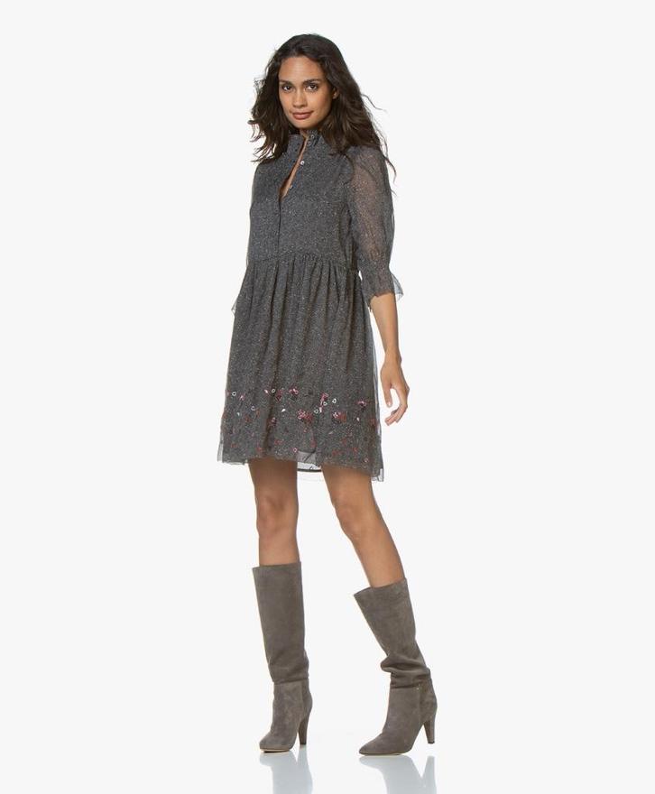 ZADIG & VOLTAIRE Ripi chiffon mini jurk jurkje maat 36 38 S, Kleding | Dames, Jurken, Nieuw, Maat 36 (S), Grijs, Boven de knie